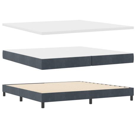 vidaXL Boxspringbed met matras Donkergrijs 200 x 200 cm Fluweel afbeelding2 - 1