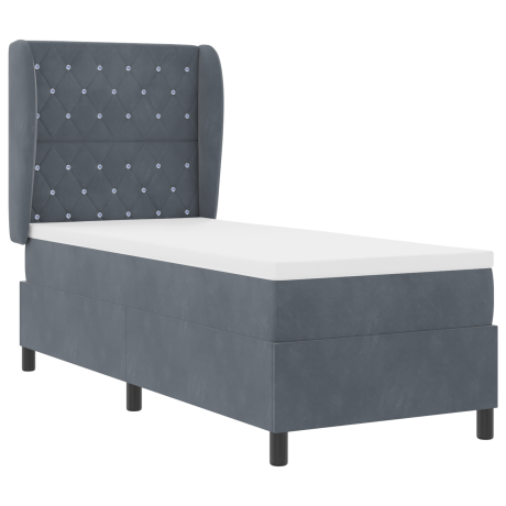 vidaXL Boxspringbed met matras Donkergrijs 200 x 80 cm Fluweel afbeelding2 - 1