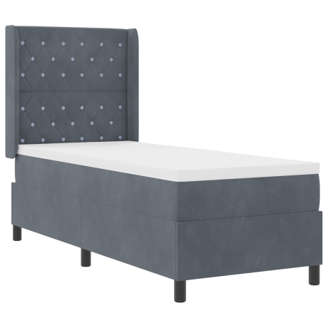 vidaXL Boxspringbed met matras Donkergrijs 80 x 200 cm Fluweel afbeelding2 - 1