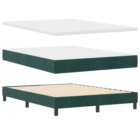 vidaXL Boxspringbed met matras fluweel donkergroen 140x200 cm afbeelding2 - 1