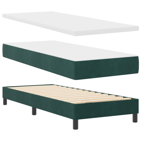 vidaXL Boxspringbed met matras fluweel donkergroen 80x200 cm afbeelding2 - 1