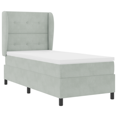 vidaXL Boxspringbed met matras Lichtgrijs 200 x 100 cm Fluweel afbeelding2 - 1