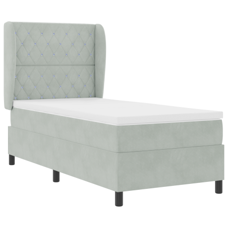 vidaXL Boxspringbed met matras Lichtgrijs 200 x 100 cm Fluweel afbeelding2 - 1