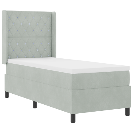 vidaXL Boxspringbed met matras Lichtgrijs 80 x 200 cm Fluweel afbeelding2 - 1