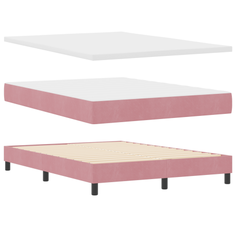 vidaXL Boxspringbed met matras fluweel roze 160x200 cm afbeelding2 - 1