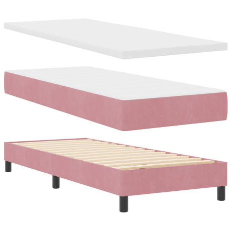 vidaXL Boxspringbed met matras fluweel roze 80x200 cm afbeelding2 - 1