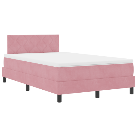 vidaXL Boxspringbed met matras fluweel roze Small Double afbeelding2 - 1