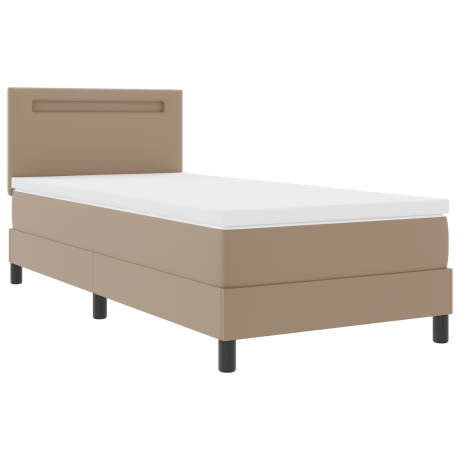 vidaXL Boxspringbed met matras kunstleer cappuccino 100x200 cm afbeelding2 - 1