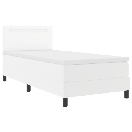 vidaXL Boxspringbed met matras Wit 100 x 200 cm Kunstleer afbeelding2 - 1