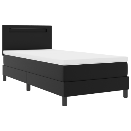 vidaXL Boxspringbed met matras Zwart 90 x 190 cm Kunstleer afbeelding2 - 1