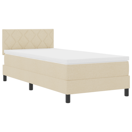 vidaXL Boxspring bed met matras met LED Crème 100 x 200 cm Stof afbeelding2 - 1