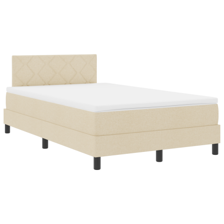 vidaXL Boxspring bed met matras met LED Crème 120 x 190 cm Stof afbeelding2 - 1