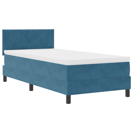 vidaXL LED Box Spring Bed met matras Donkerblauw 90 x 200 cm Fluweel afbeelding2 - 1