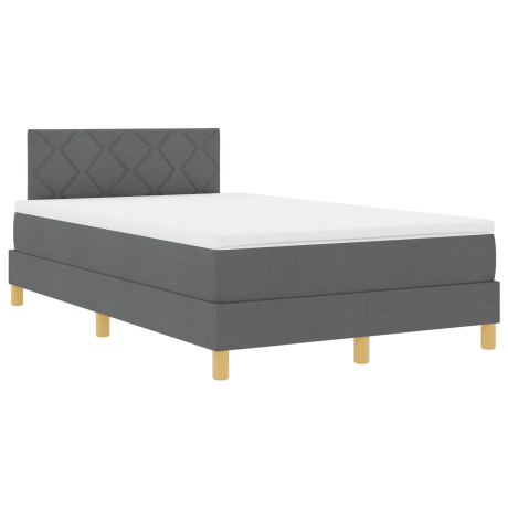 vidaXL LED Box Spring Bed met hoofdeinde Donkergrijs 120 x 200 cm Stof afbeelding2 - 1