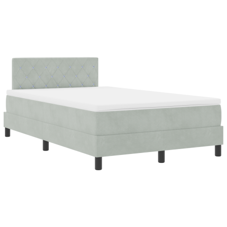 vidaXL LED Box Spring Bed met matras Lichtgrijs 120 x 190 cm Fluweel afbeelding2 - 1