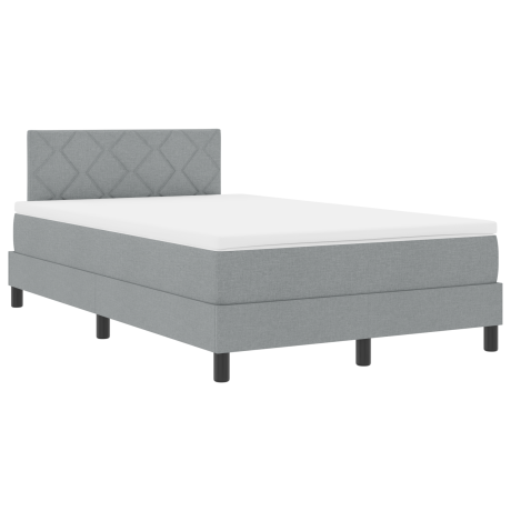 vidaXL Boxspringbed met Matras & LED Lichtgrijs 120x200 cm Stof afbeelding2 - 1