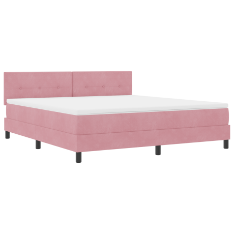 vidaXL Boxspringbed met Matras & LED Roze 180x200 cm Fluweel afbeelding2 - 1