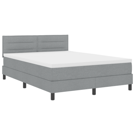 vidaXL Boxspringbed met Matras Lichtgrijs 140x190 cm Stof afbeelding2 - 1
