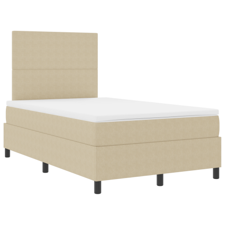 vidaXL Boxspringbed met Matras Lichtgroen Grijs 120x200 cm Katoenen Stof afbeelding2 - 1