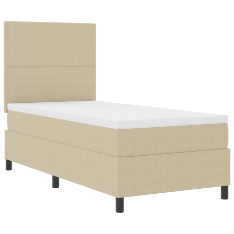 vidaXL Boxspringbed Lichtgrijs en wit. 100 x 200 cm Katoen Stof afbeelding2 - 1