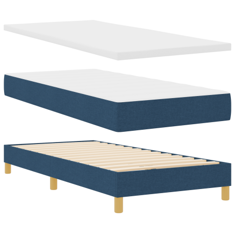 vidaXL Boxspringbed met matras stof blauw, 90x200 cm afbeelding2 - 1