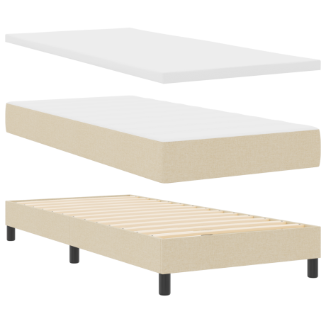 vidaXL Boxspringbed met matras stof crèmekleurig 100x200 cm afbeelding2 - 1