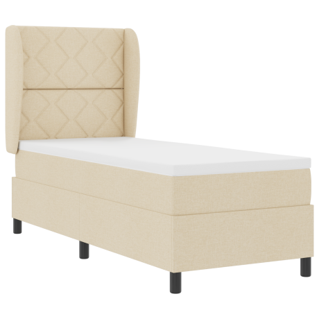 vidaXL Boxspring bed met matras met hoofdeinde Crème 80 x 200 cm Stof afbeelding2 - 1