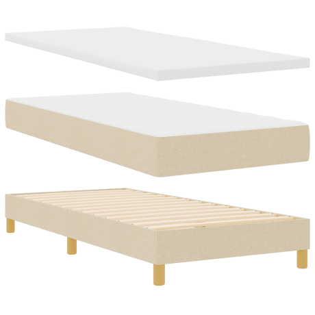 vidaXL Boxspringbed met matras stof crèmekleurig 90x200 cm afbeelding2 - 1