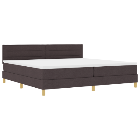 vidaXL Boxspringbed met kussen Donkerbruin 200 x 200 cm Stof afbeelding2 - 1