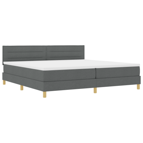vidaXL Boxspringbed met kussen Donkergrijs 200 x 200 cm Stof afbeelding2 - 1