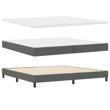 vidaXL Boxspringbed met hoofdeinde Donkergrijs 200 x 200 cm Stof afbeelding2 - 1