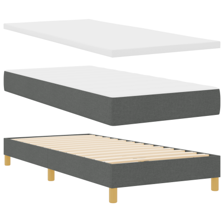 vidaXL Boxspringbed met matras Donkergrijs 190 x 90 cm Stof afbeelding2 - 1
