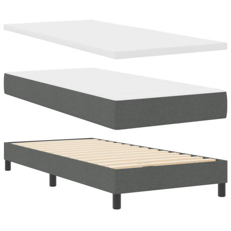 vidaXL Boxspringbed met hoofdeinde Donkergrijs 200 x 90 cm Stof afbeelding2 - 1