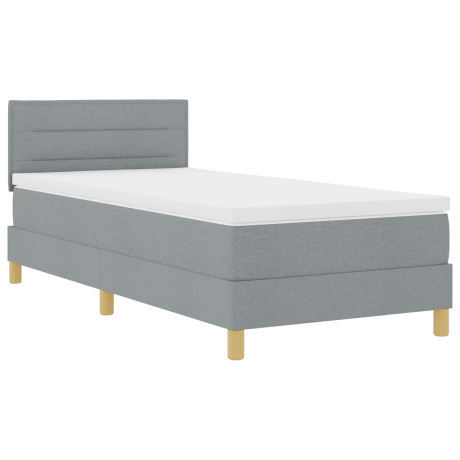 vidaXL Boxspringbed met kussen Lichtgrijs 100 x 200 cm Stof afbeelding2 - 1