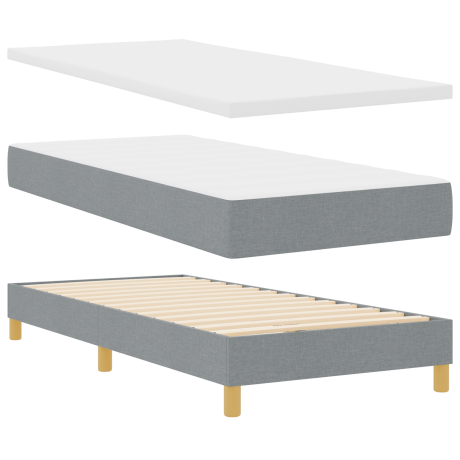 vidaXL Boxspringbed met matras Lichtgrijs 100 x 200 cm Stof afbeelding2 - 1
