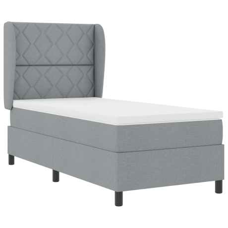 vidaXL Boxspring bed met matras Lichtgrijs 100 x 200 cm Stof afbeelding2 - 1