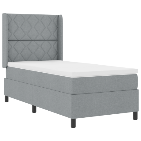 vidaXL Boxspringbed met matras Lichtgrijs 200 x 100 cm Stof afbeelding2 - 1