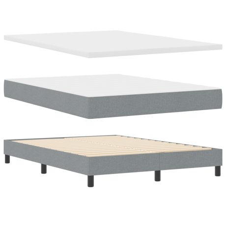 vidaXL Boxspringbed met matras stof lichtgrijs 140x190 cm afbeelding2 - 1