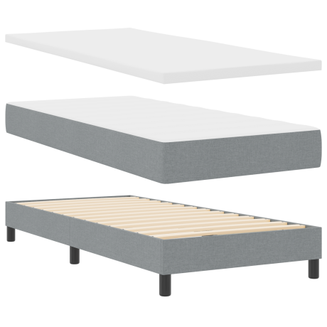 vidaXL Boxspringbed met matras Lichtgrijs 90 x 200 cm Stof afbeelding2 - 1