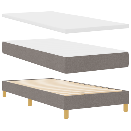 vidaXL Boxspringbed met matras met hoofdeinde Taupe 200 x 100 cm Stof afbeelding2 - 1