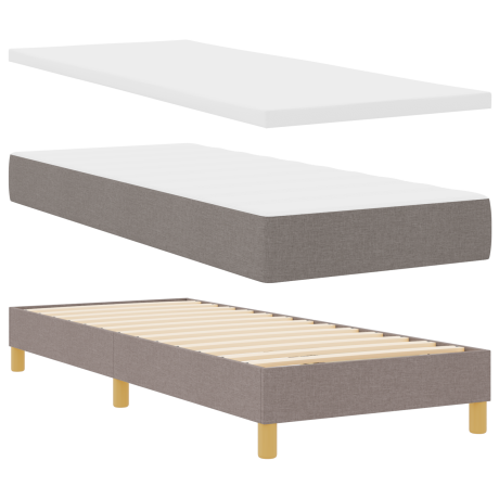vidaXL Boxspringbed met kussen met hoofdeinde Taupe 200 x 80 cm Stof afbeelding2 - 1