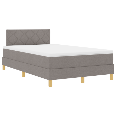 vidaXL Boxspringbed met kussen met hoofdeinde Taupe 120 x 200 cm Stof afbeelding2 - 1