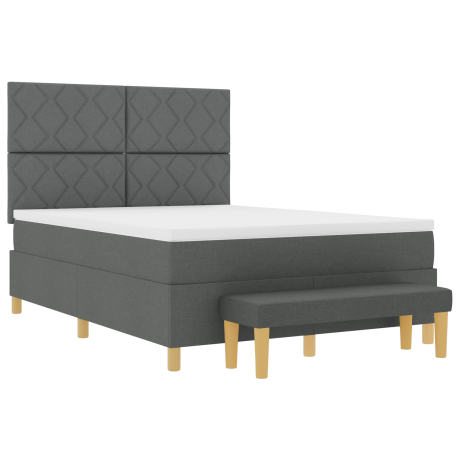 vidaXL Boxspringsbed met Matras & Bank Donkergrijs 160x200 cm Stof afbeelding2 - 1