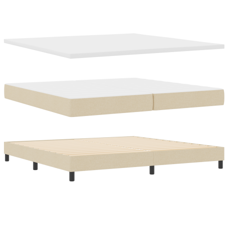 vidaXL Boxspringsbed met matras stof crèmekleurig 200x200 cm afbeelding2 - 1