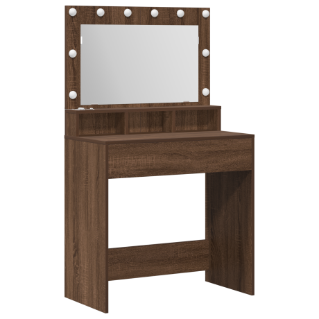 vidaXL Bruine Eiken Kaptafel met LED-lampjes, 79x41x135 cm afbeelding2 - 1