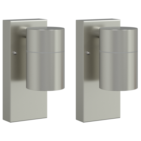 vidaXL Buiten Wandlampen 2 stuks Zilver RVS IP44 afbeelding2 - 1