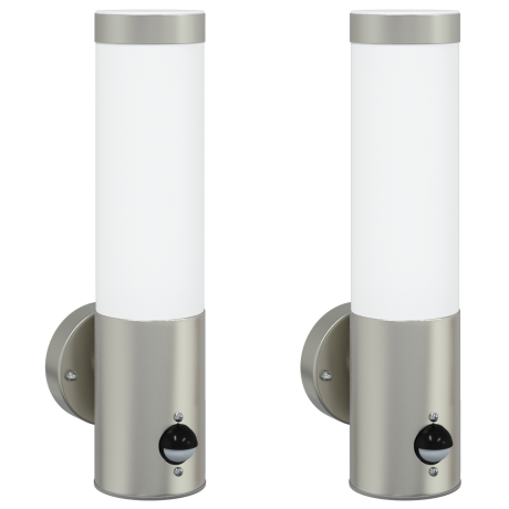 vidaXL Buiten Wandlampen met Sensor - 2 Stuks - Zilver Roestvrij Staal IP44 afbeelding2 - 1