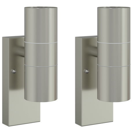 vidaXL Buitenverlichting voor de deur 2 stuks Zilver RVS IP44 afbeelding2 - 1