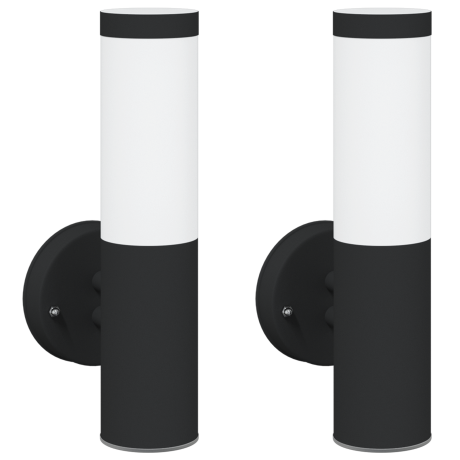 vidaXL Buitenwandlamp 2 stuks Zwart RVS IP44 afbeelding2 - 1
