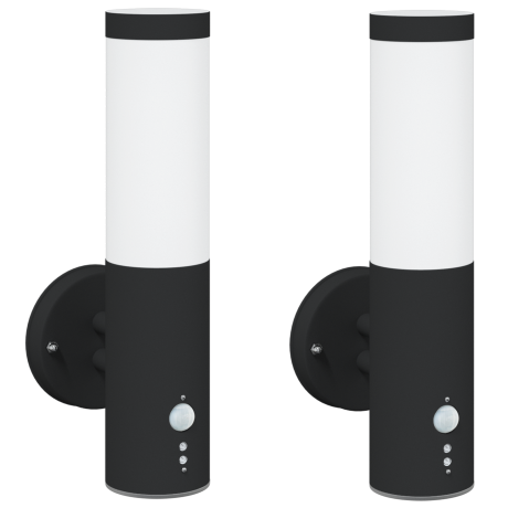 vidaXL Buitenwandlamp met Sensor 2 stuks Zwart RVS IP44 afbeelding2 - 1